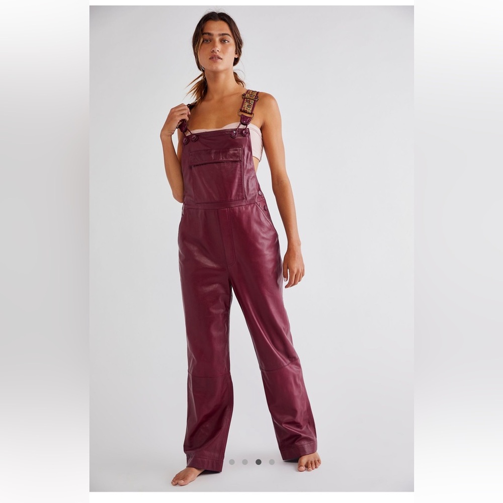 NWT Free People Brooklyn Genuine Leather Overalls